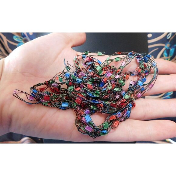 Artsy Rainbow Ladder Trellis Yarn Necklace - Picture 2 of 4